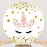 Lofaris Glitter Stars And Dots Unicorn Themed Circle Backdrop